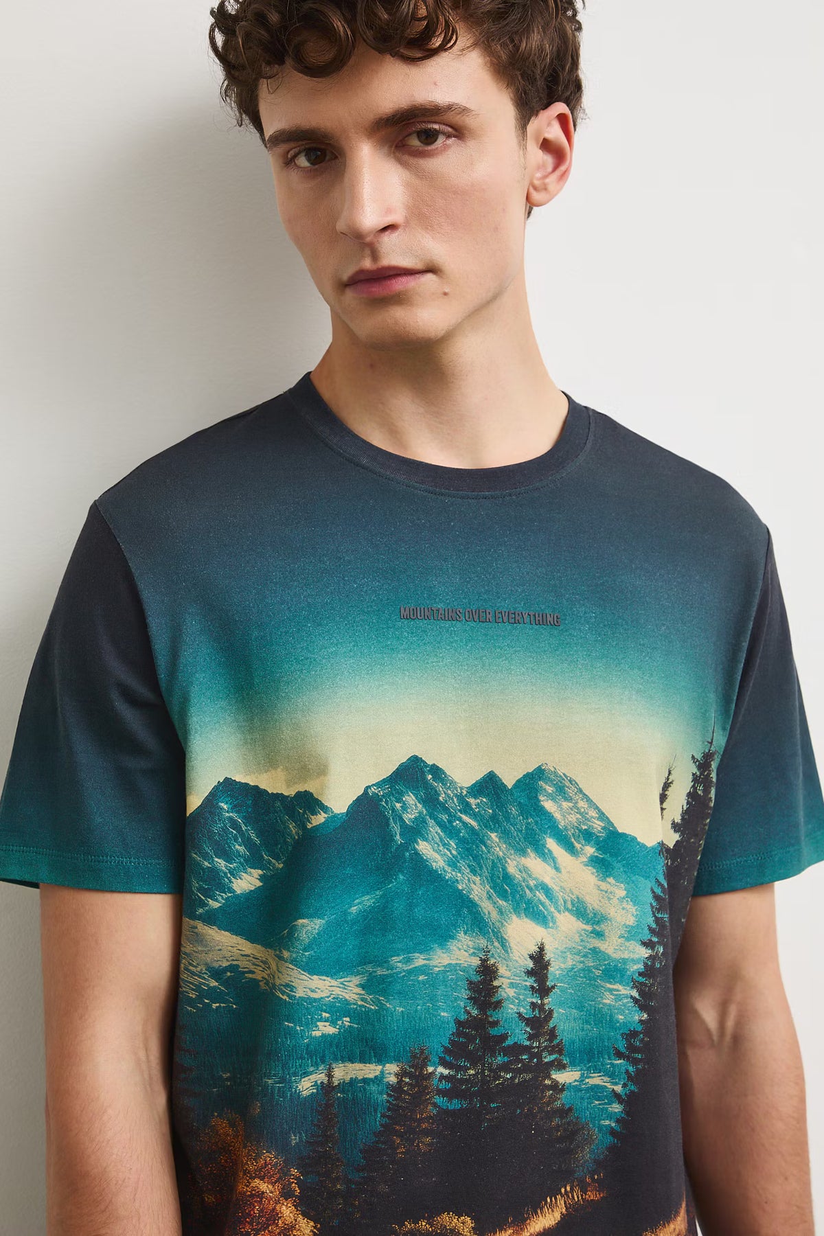 Heren T-shirt met berglandschapprint