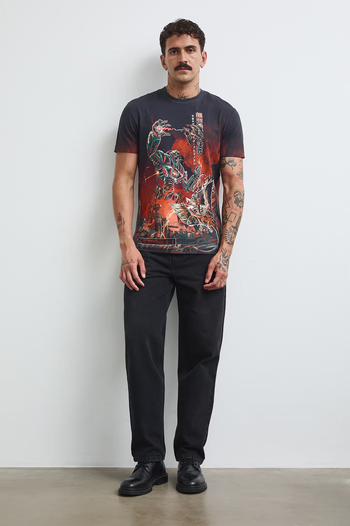 Heren T-shirt met futuristische robotprint