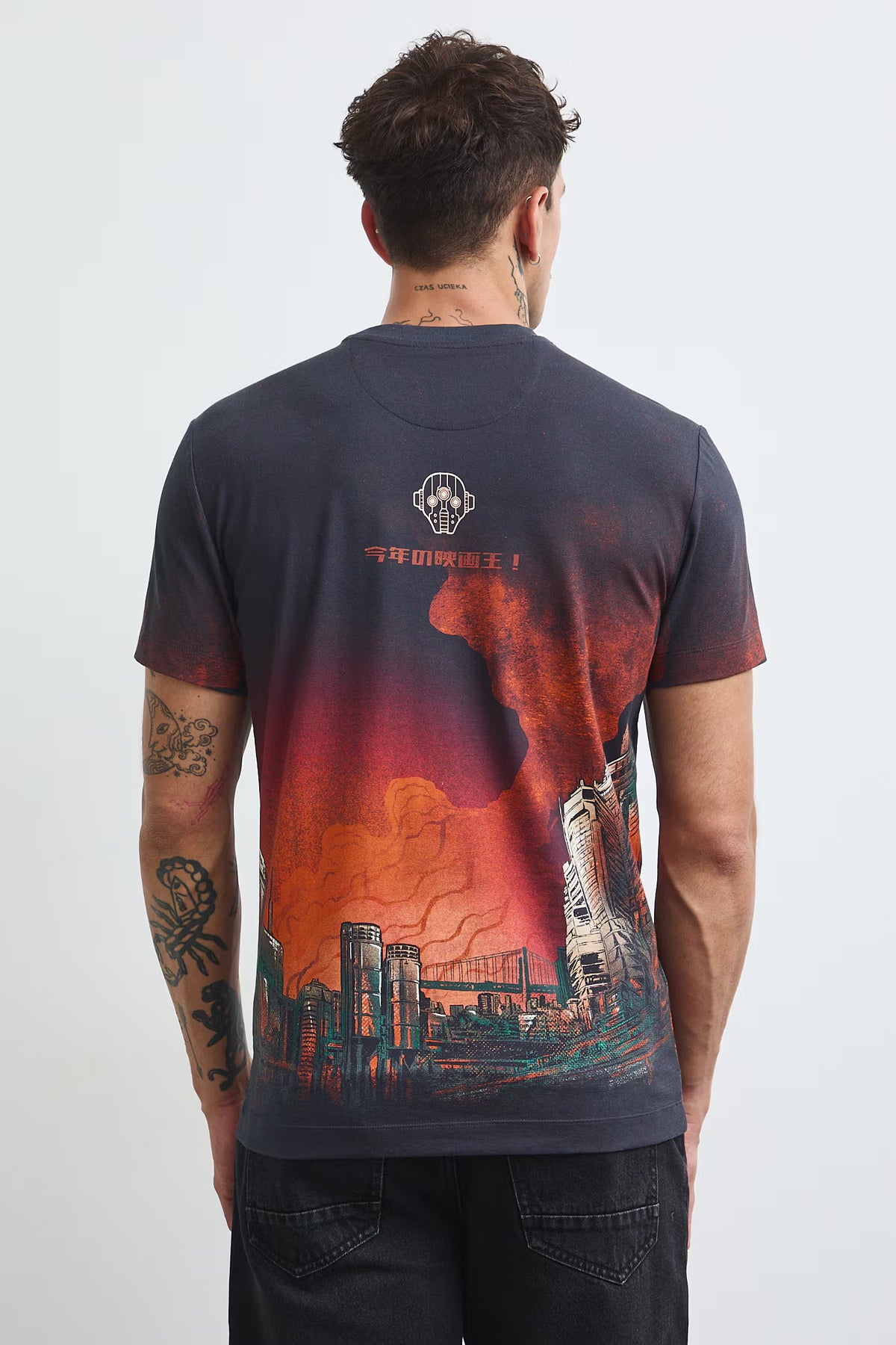 Heren T-shirt met futuristische robotprint