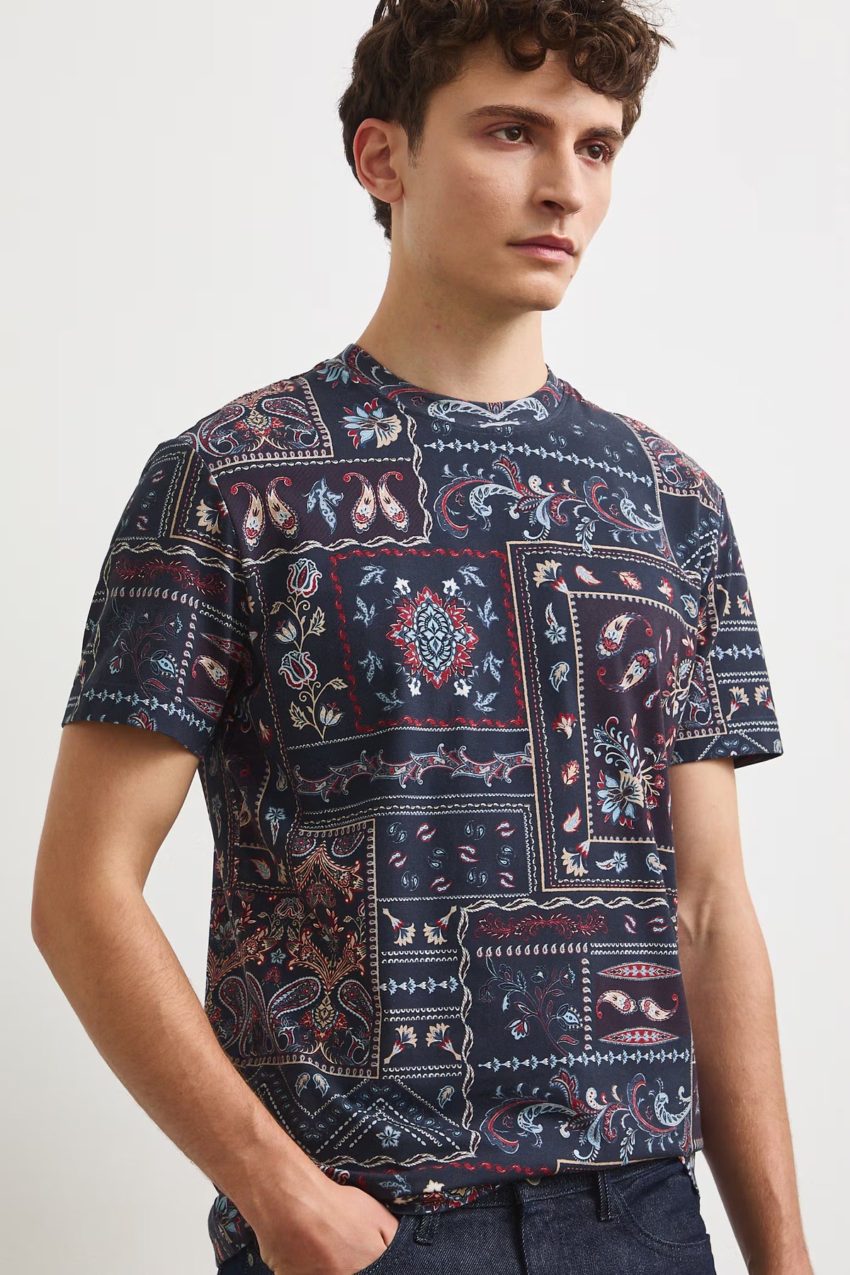 Heren T-shirt paisleyprint