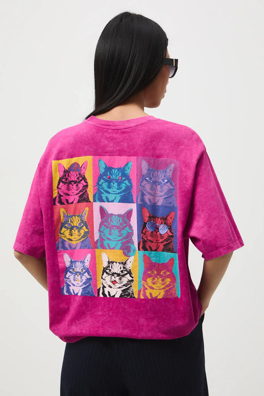 T-shirt met kattenprint