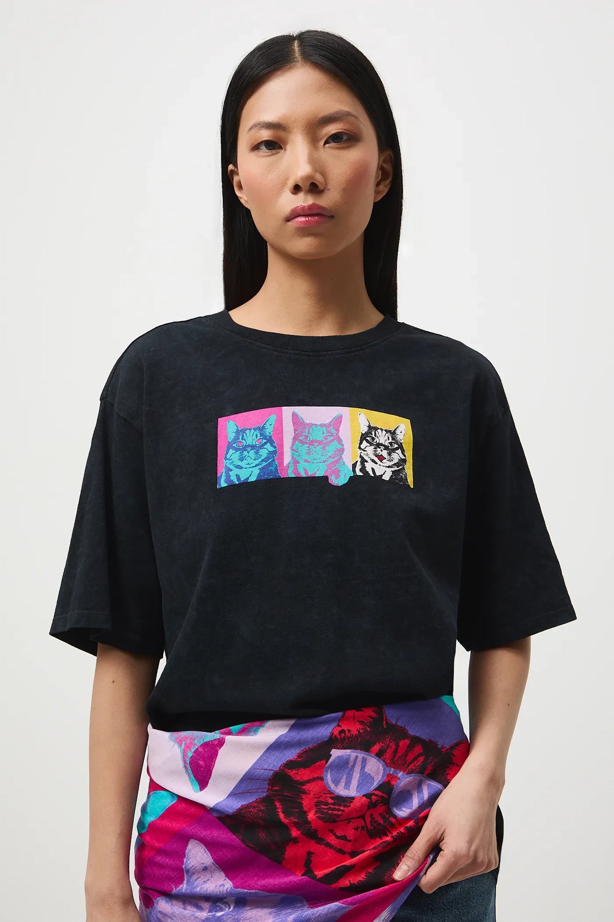T-shirt met kattenprint