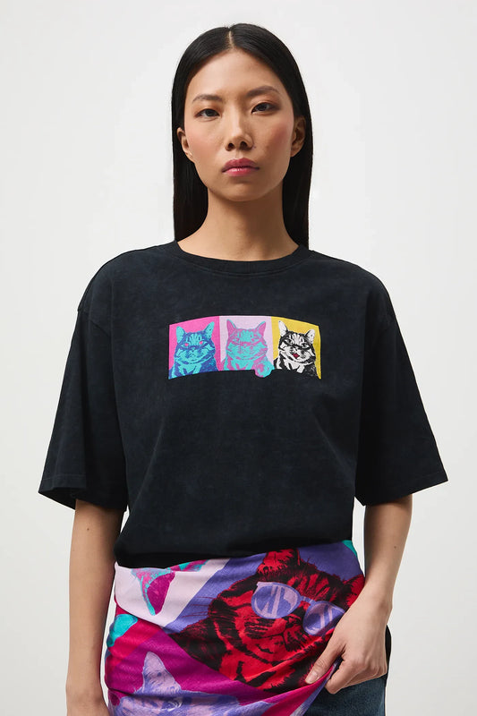T-shirt met kattenprint