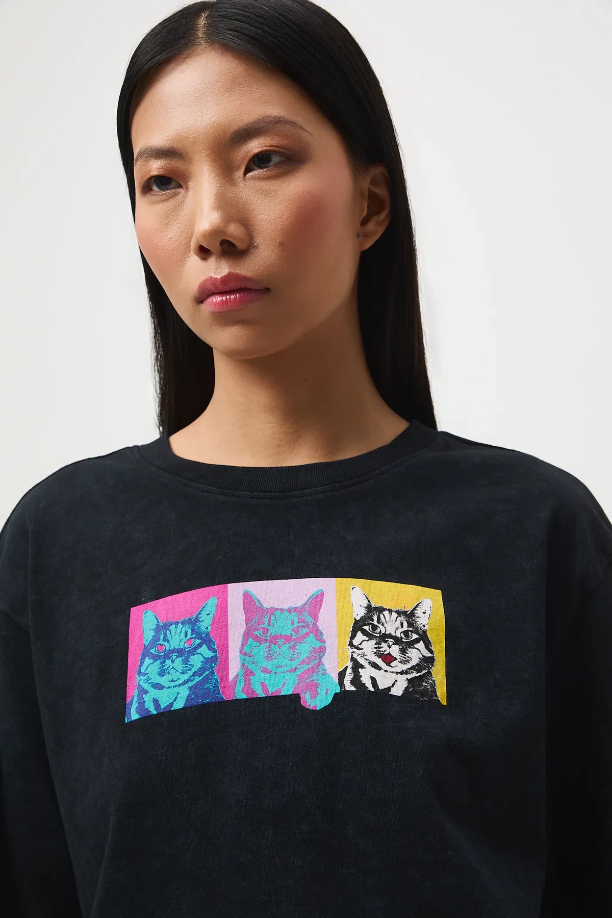 T-shirt met kattenprint