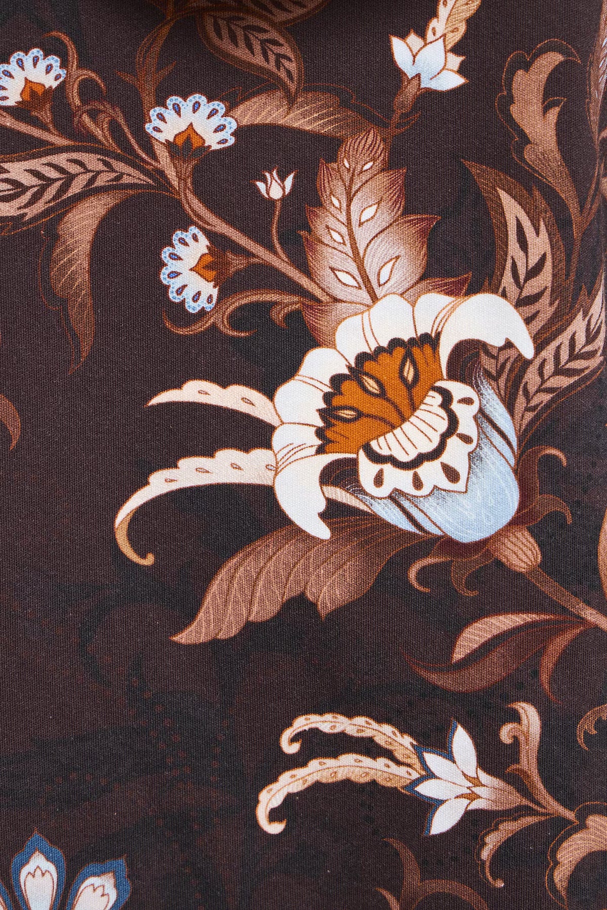 Dames hoodie met sierlijke bloemenprint – Donkerbruin