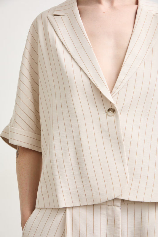 Damesblouse met strepen en korte mouwen