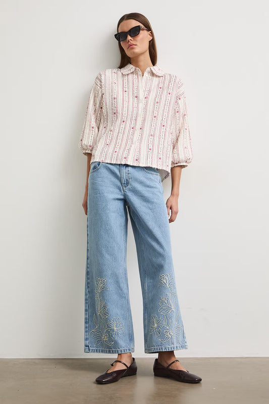 Dames blouse met bloemenprint en korte mouwen