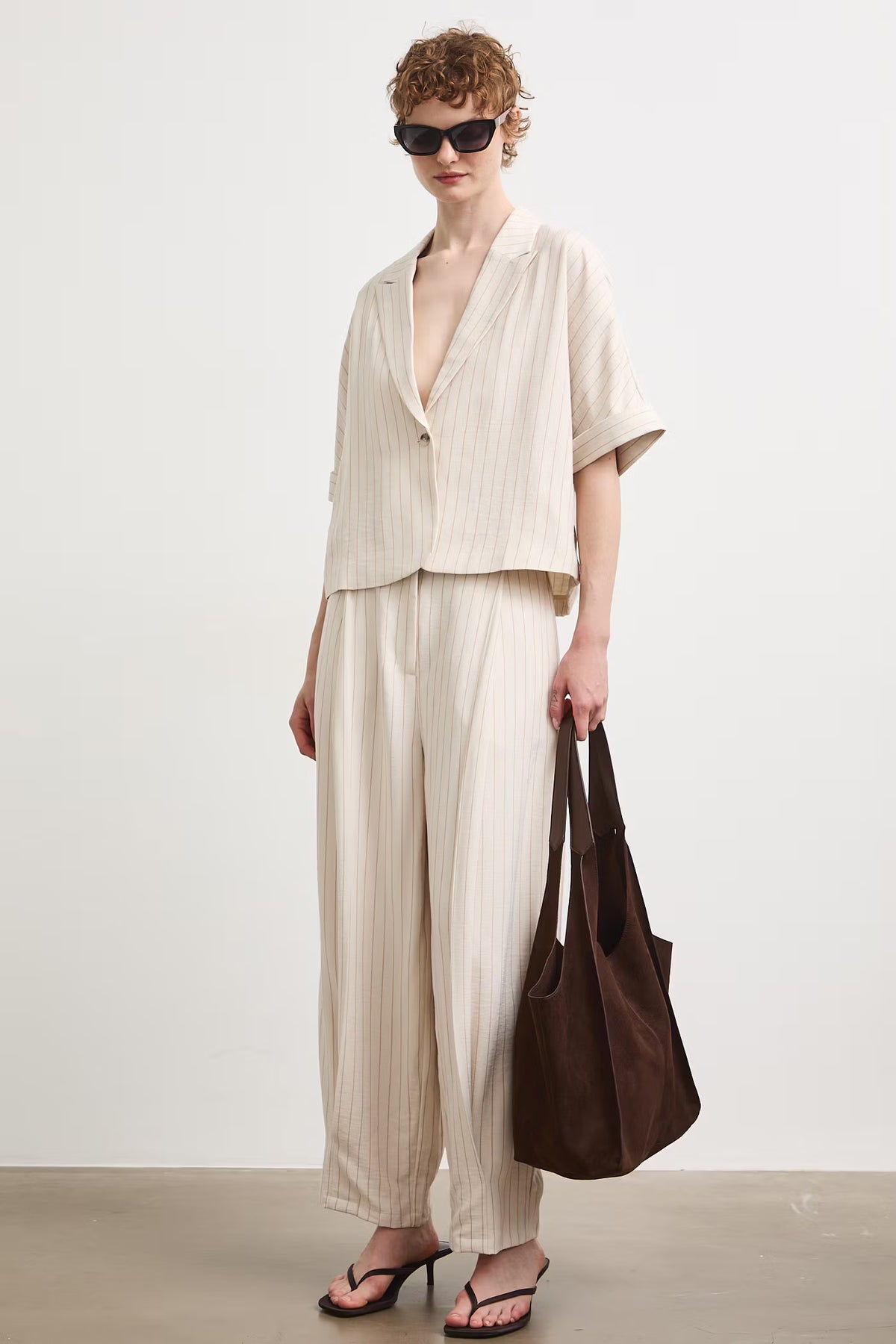 Gestreepte damesbroek in slouchy fit