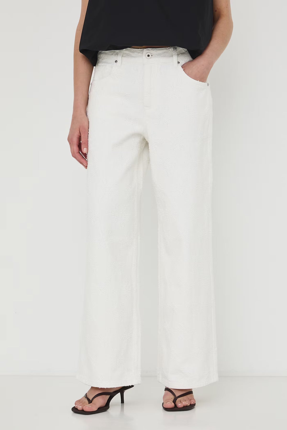 Damesjeans Wide leg pasvorm met hoge taille