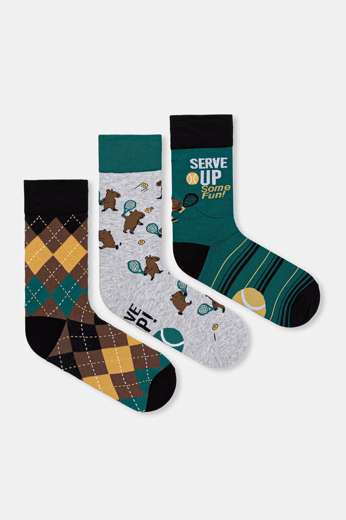 Herensokken met print, 3-pack