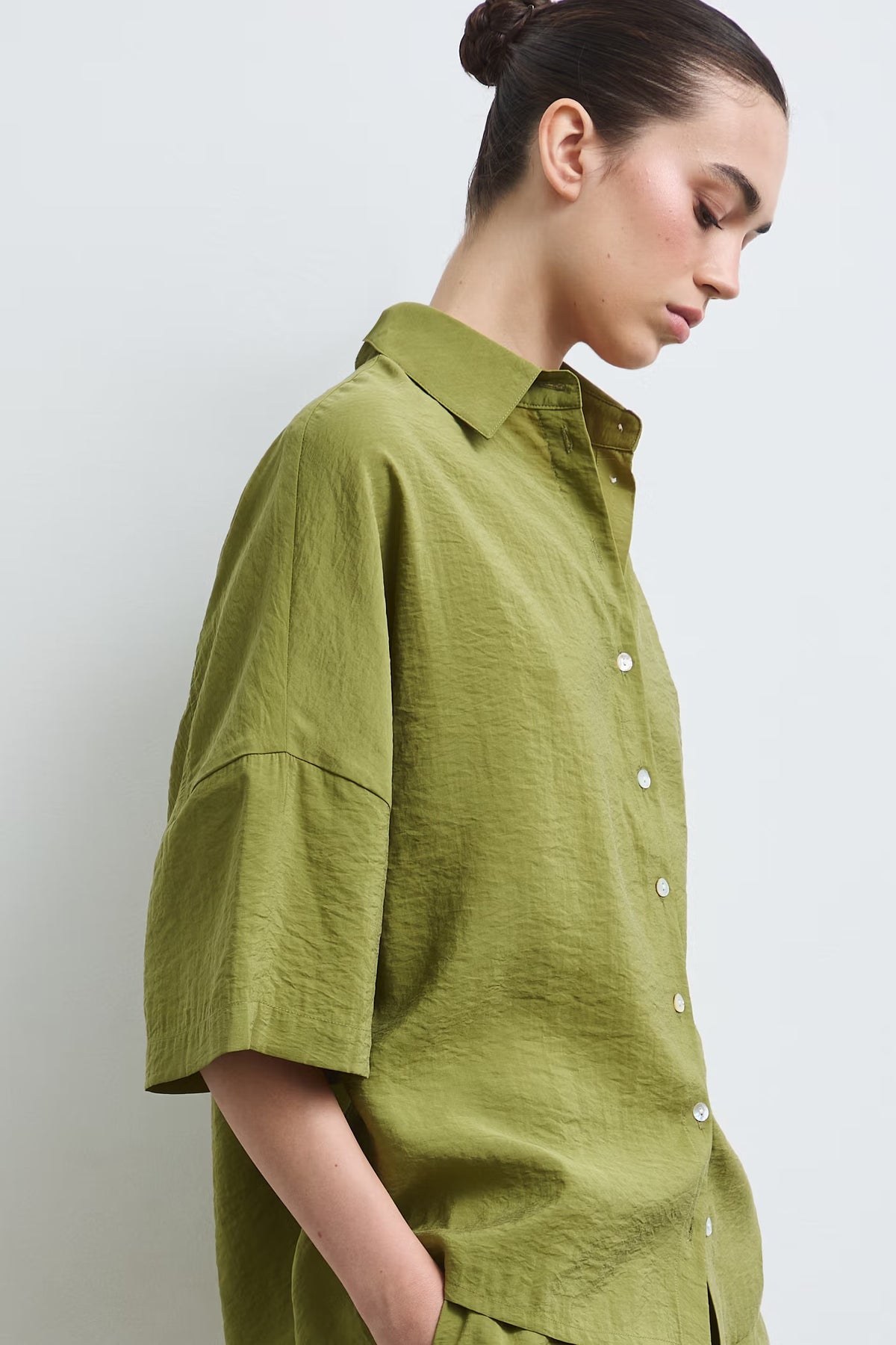 Dames oversized blouse met korte mouwen
